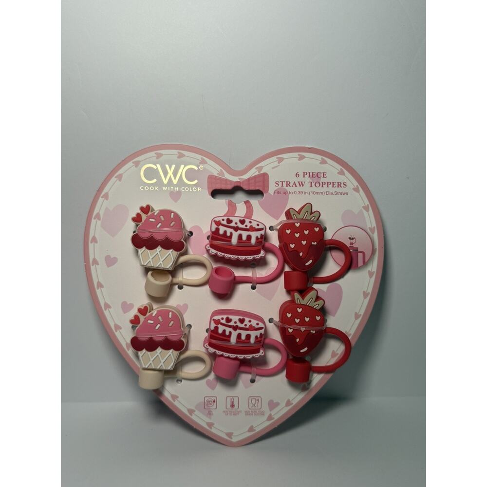 Cook With Color (CWC) Valentine's Straw Toppers Covers BNWT | 6 DIFFERENT SETS! - Picture 4 of 8